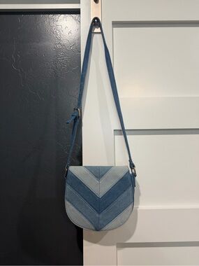 Denim Chevron Crossbody Bag - Blue Denim
